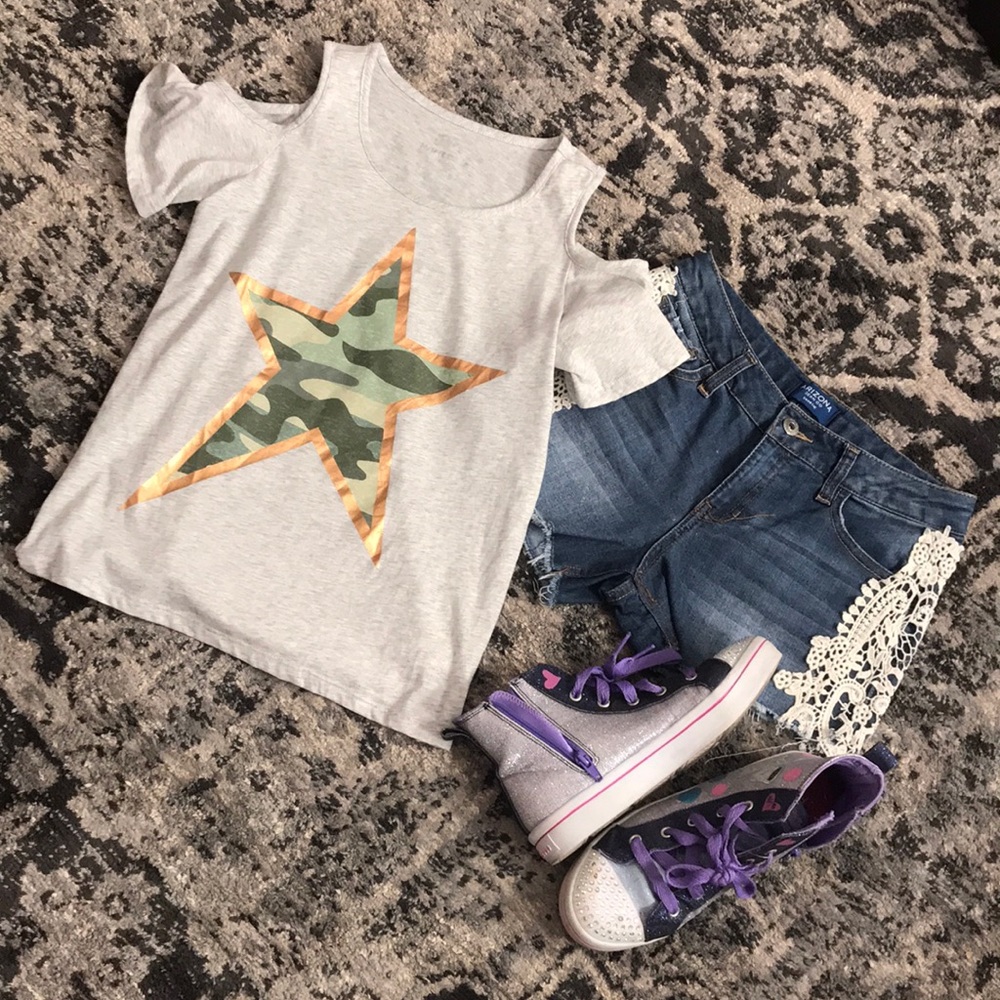 Shorts and a shirt and shoes